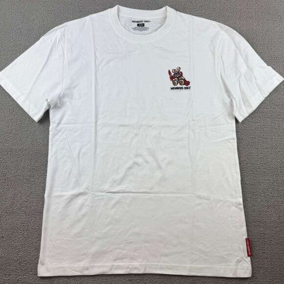 Members Only Graphic T Shirt Mens M White Bloody Bear Knife Logo Cotton - Picture 1 of 9